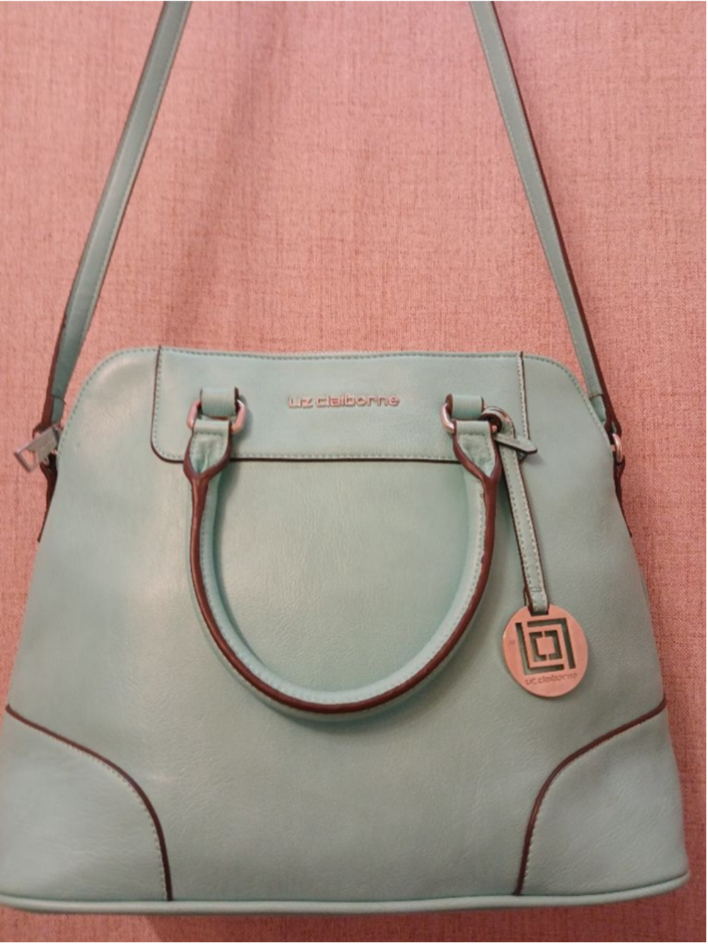 Women's Liz Claiborne Satchel One Size Light Blue with Brown Trim